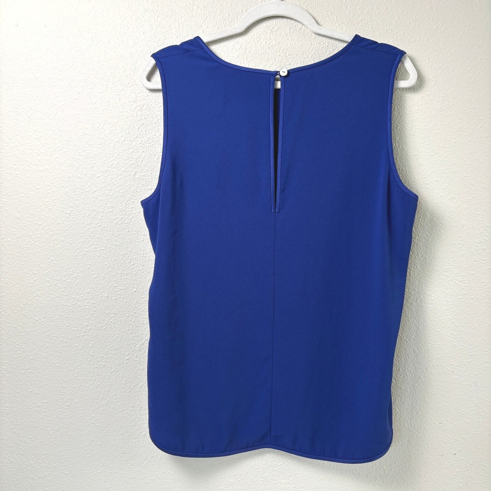 St John Sleeveless Top Womens L Blue Keyhole Back Triacetate Crepe - Picture 3 of 9